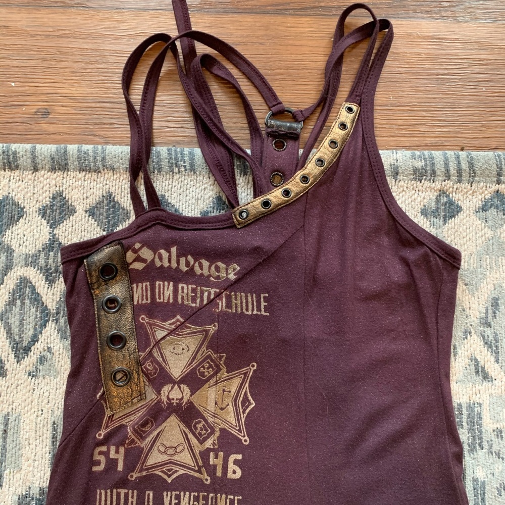 SALVAGE brand maroon tank with cute detailing
